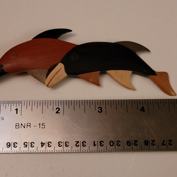 SOLD Fantastic Inlaid Wood Brooch - Picture 2 of 3